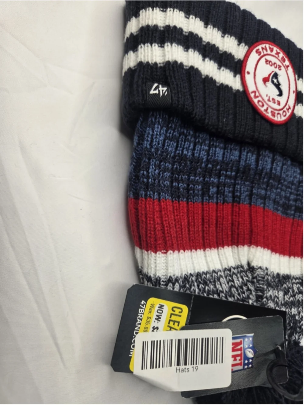47 Houston Texans Quiver Cuffed Pom Knit Beanie Navy Red White NWT #19
